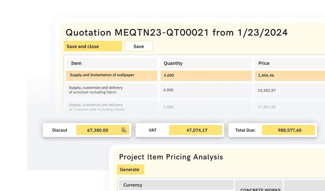 Integrate estimations with supplier data, RFQs and quotations