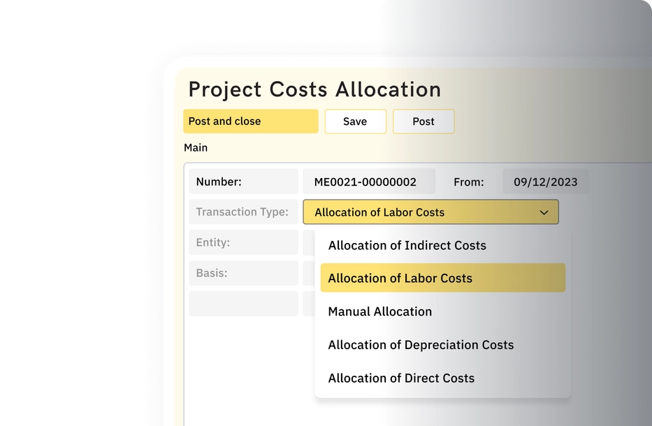 Project cost allocation