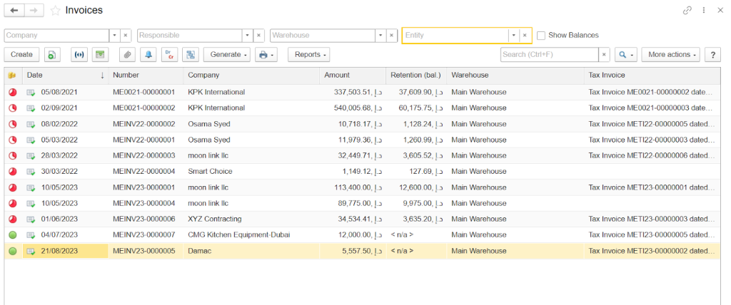 Invoices in FirstBit ERP