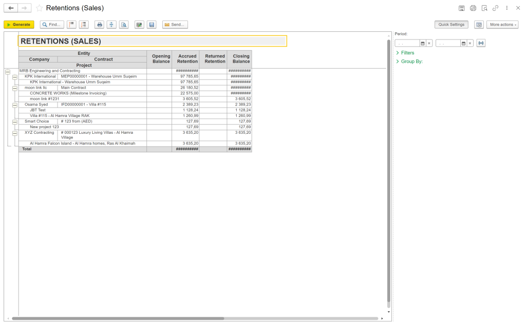 Retention in erp