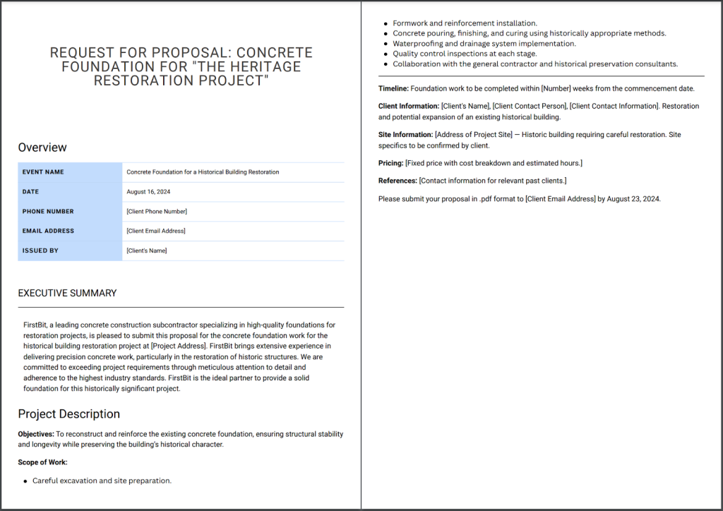 Request for proposal