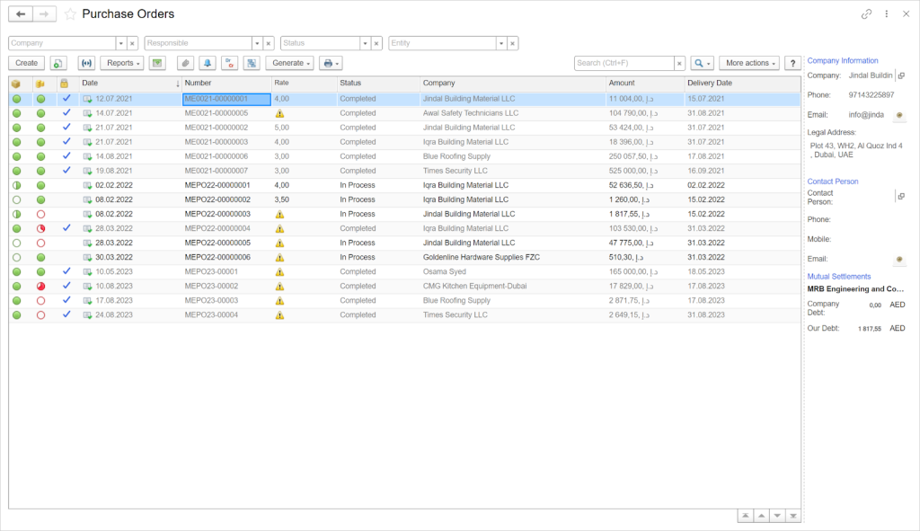 Purchase orders in FirstBit ERP