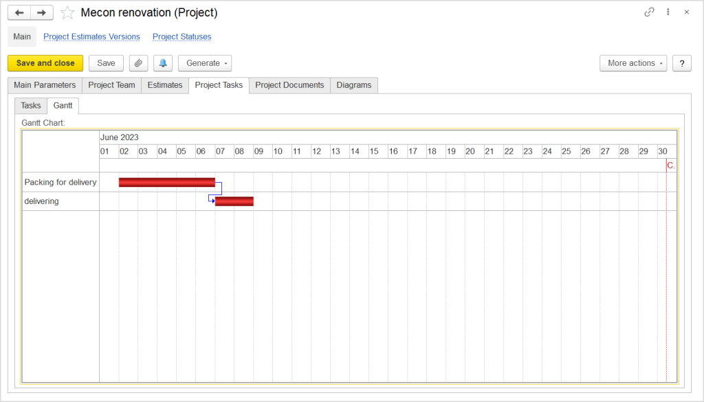 Gantt chart in FirstBit ERP