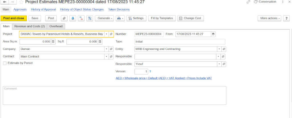 Automated Project Cost Estimation in FirstBit ERP