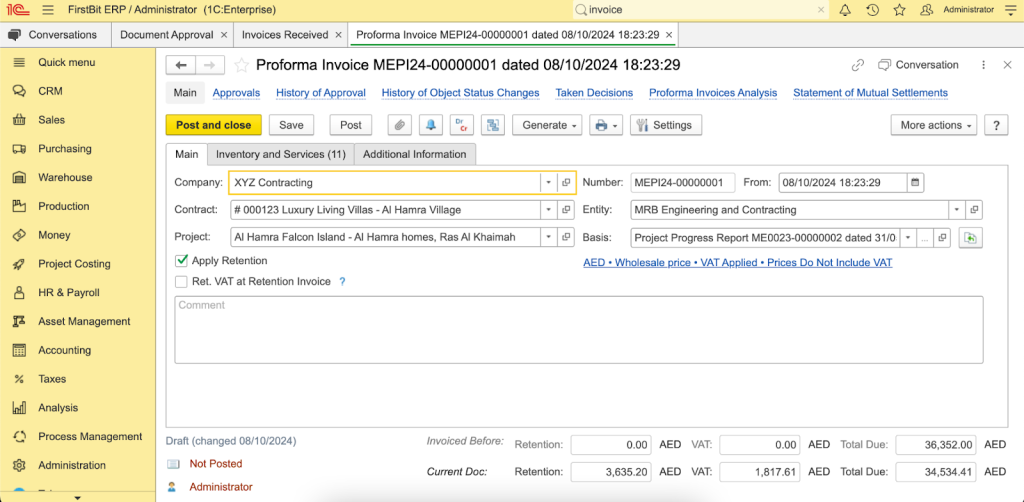 Proforma invoice