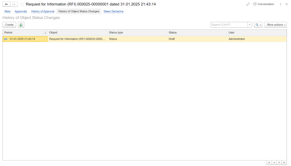 RFI creation in FirstBit ERP