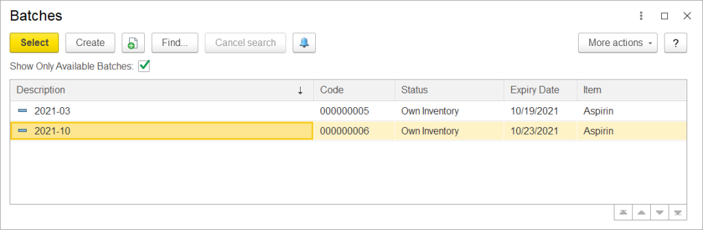 Batch list in FirstBit ERP
