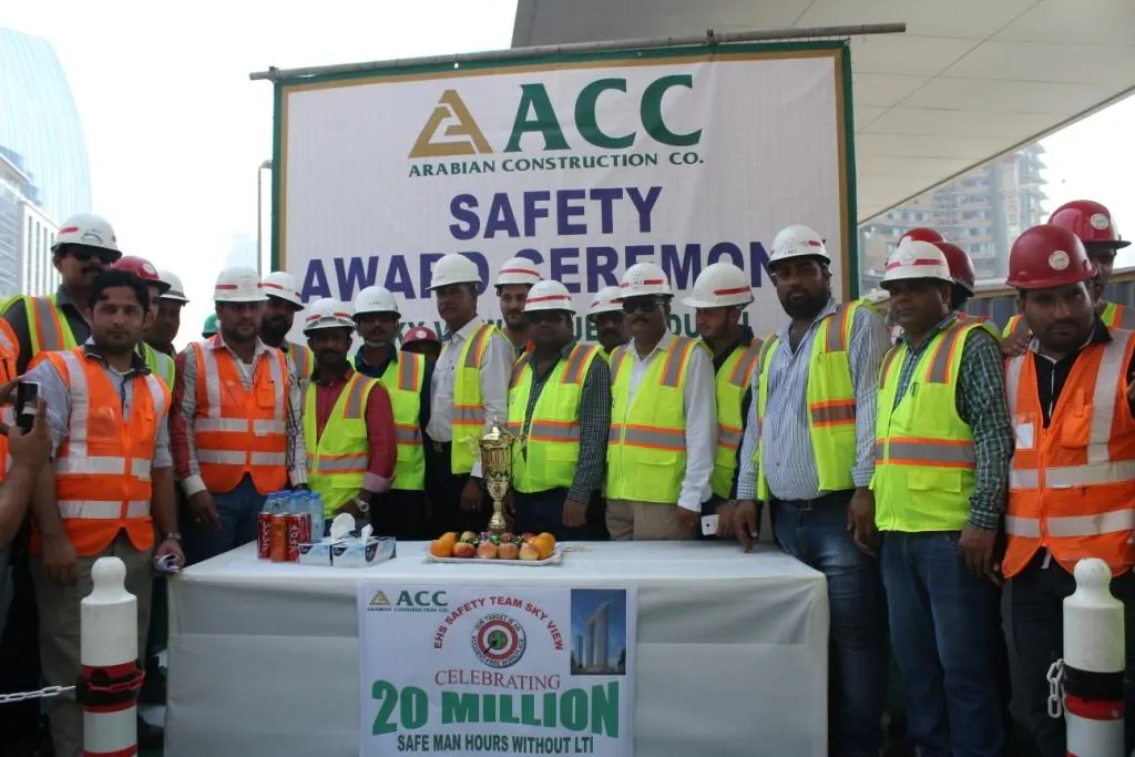 Arabian Construction Co. laborers at the safety award ceremony